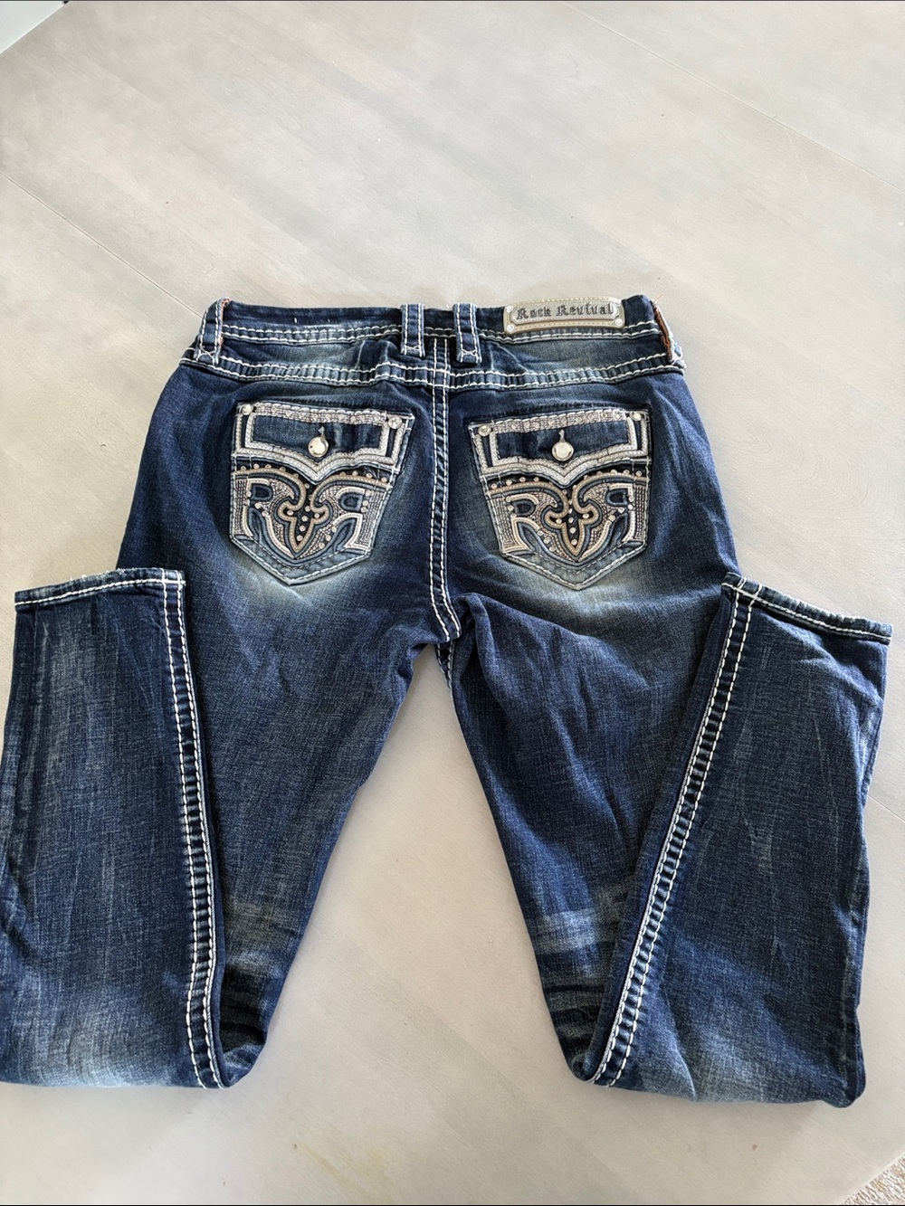 Rock Revival Women's Indigo Skinny Jeans with Contrast Stitching - Picture 2 of 2